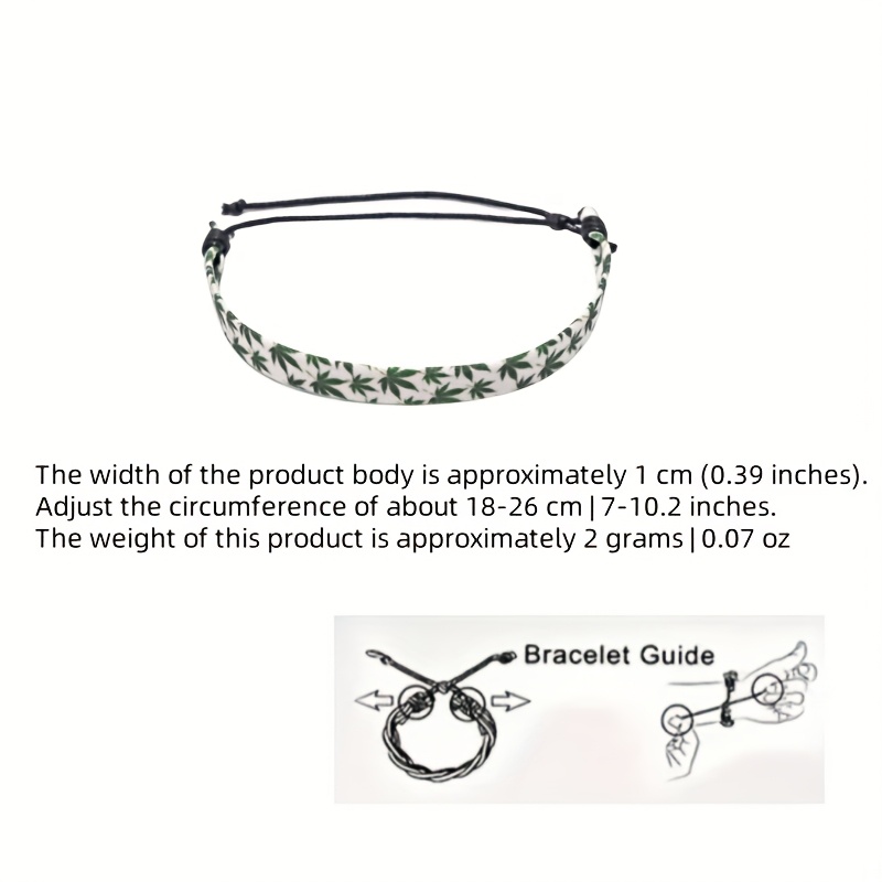 Creative Printed Leaves Adjustable Bracelet, Unisex